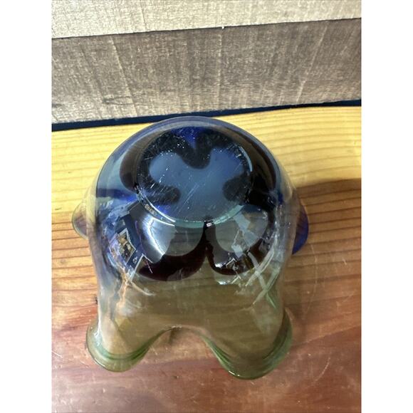 Glass Blown Bowl Adam Jablonski Style Ruffled Glass Art / Multicolored - Picture 7 of 8